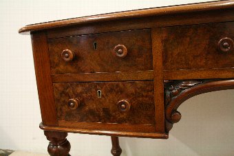 Antique Victorian Walnut and Burr Walnut Writing or Library Table
