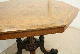 Antique Victorian Walnut, Burr Walnut and Inlaid Occasional Table