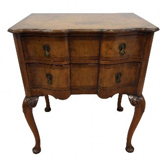Georgian Style Cross Banded Burr Walnut Serpentine Chest