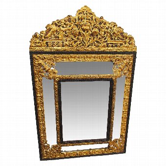 Embossed Brass and Ebony Mirror