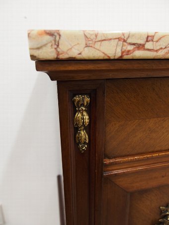 Antique Pair of Victorian Walnut, Marble Top and Ormolu Mounted Bedside Cabinets