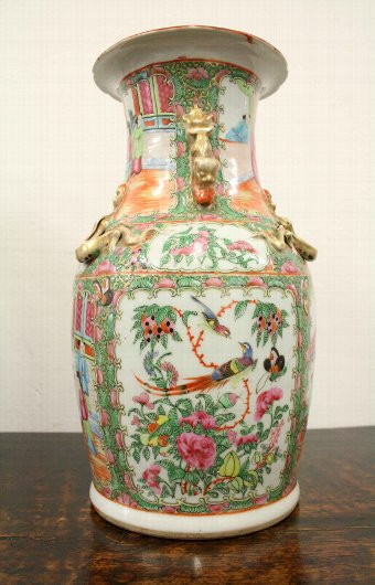Antique Pair of Qing Chinese Canton Vases