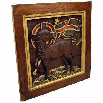 Art Nouveau Oak Framed Plaque
