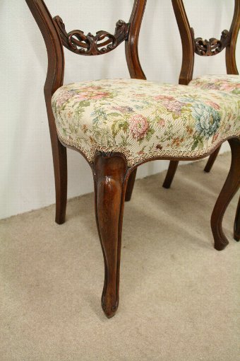 Antique Pair of Victorian Carved Walnut Back Chairs. 