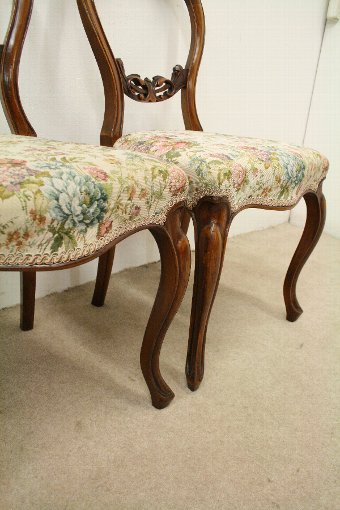 Antique Pair of Victorian Carved Walnut Back Chairs. 