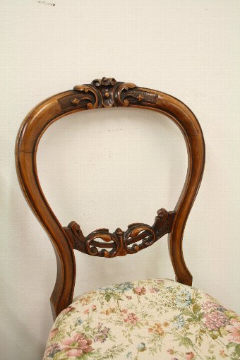 Antique Pair of Victorian Carved Walnut Back Chairs. 