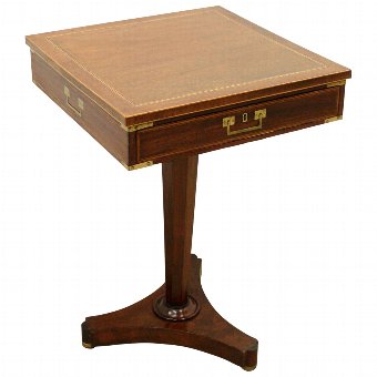 Military Style Mahogany and Inlaid Occasional Table