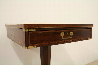 Antique Military Style Mahogany and Inlaid Occasional Table
