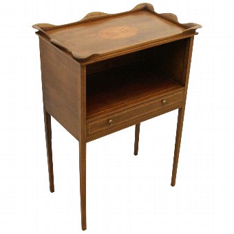 A George III Style Mahogany and Satinwood Inlaid Bedside Cabinet  