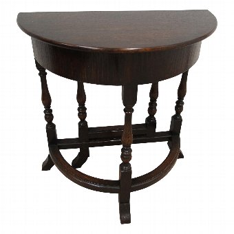 Jacobean Style Oak Demi Lune Table