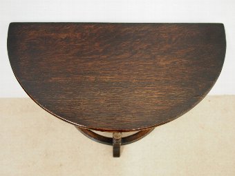 Antique Jacobean Style Oak Demi Lune Table