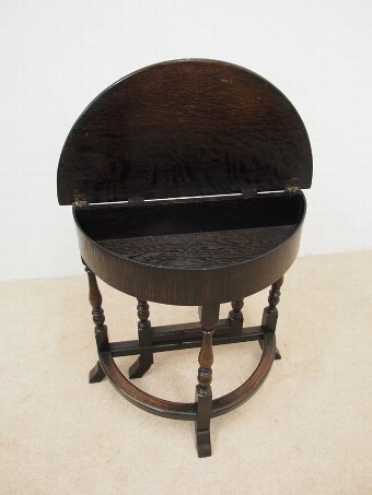 Antique Jacobean Style Oak Demi Lune Table