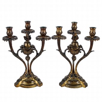Pair of Gilt Bronze Candelabra