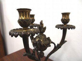 Antique Pair of Gilt Bronze Candelabra