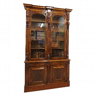Victorian Burr Walnut Two Door Bookcase