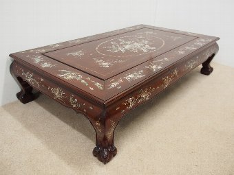 Antique Chinese Rosewood and Mother of Pearl Inlaid Coffee Table