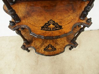Antique Mid Victorian Burr Walnut What Not