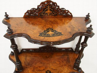 Antique Mid Victorian Burr Walnut What Not