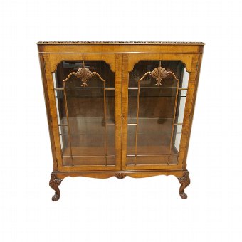 Georgian Style Burr Walnut China Cabinet