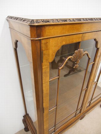 Antique Georgian Style Burr Walnut China Cabinet