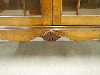 Antique Georgian Style Burr Walnut China Cabinet