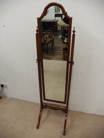 Antique Walnut Framed Cheval Mirror