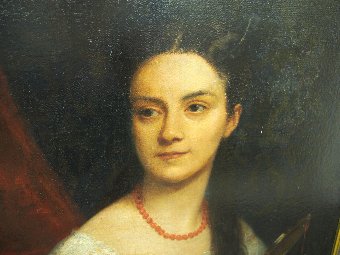Antique Oil Painting, Portrait of a Lady