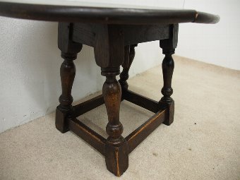 Antique Solid Oak Jacobean Style Folding Table