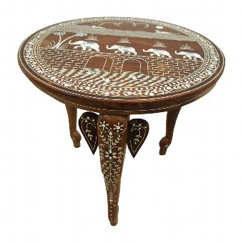 Circular Occasional Table with Elephant Motifs