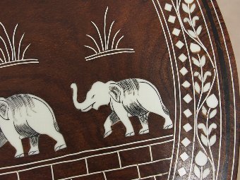 Antique Circular Occasional Table with Elephant Motifs