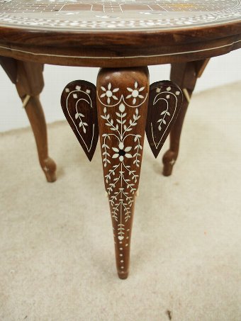 Antique Circular Occasional Table with Elephant Motifs