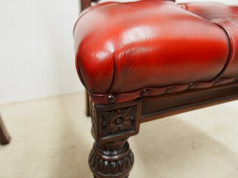 Antique Pair of Victorian Carved Oak Armorial Hall Chairs