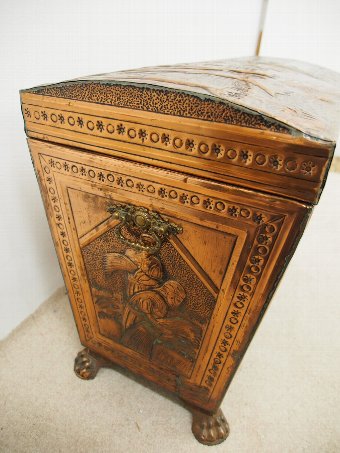 Antique French Embossed Copper Trunk