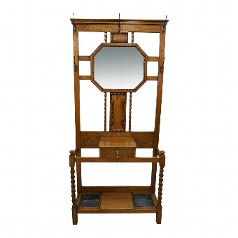 Edwardian Golden Oak Hall Stand