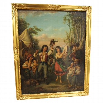 Oil on Panel Painting ‘Gypsies Dancing’