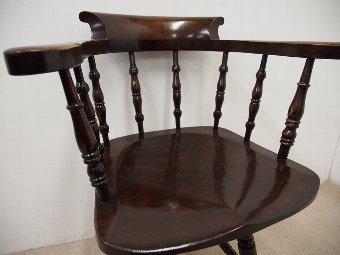 Antique Solid Stained Beech Swivel Captains Chair