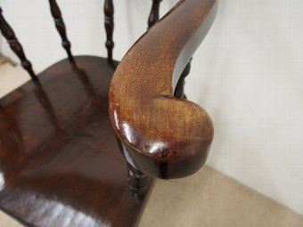 Antique Solid Stained Beech Swivel Captains Chair