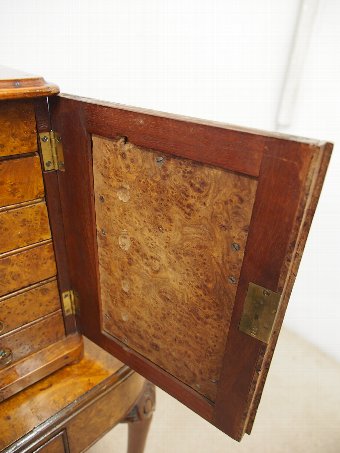 Antique Mid Victorian Burr Walnut Specimen Cabinet