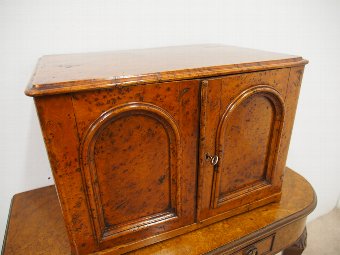 Antique Mid Victorian Burr Walnut Specimen Cabinet
