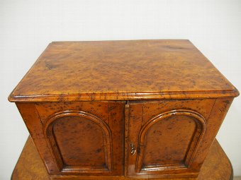 Antique Mid Victorian Burr Walnut Specimen Cabinet