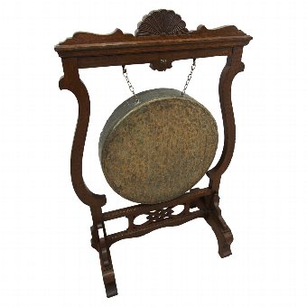 Floor Standing Dinner Gong in Carved Oak
