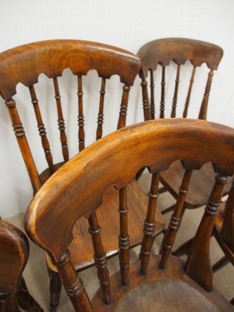 Antique Set of 6 Victorian Beech Kitchen Chairs