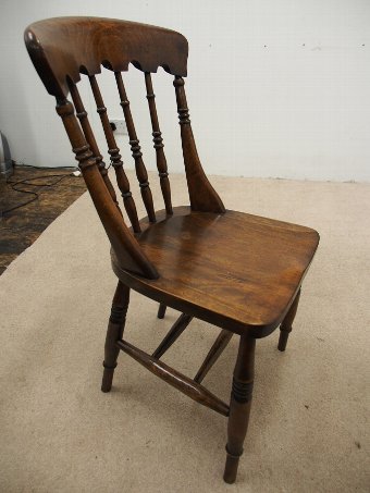 Antique Set of 6 Victorian Beech Kitchen Chairs