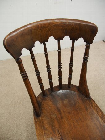 Antique Set of 6 Victorian Beech Kitchen Chairs