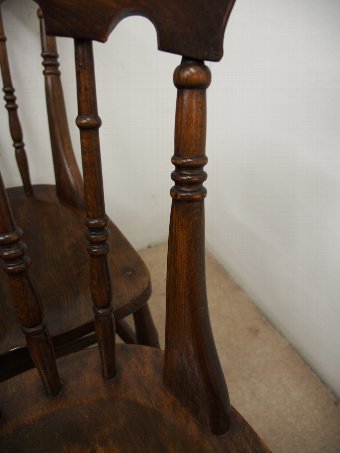 Antique Set of 6 Victorian Beech Kitchen Chairs