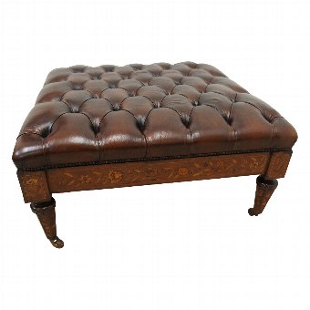 Dutch Marquetry Inlaid Walnut Stool