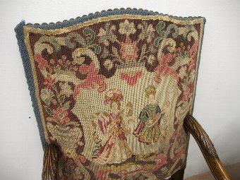 Antique Continental Easy Chair with Tapestry Covering