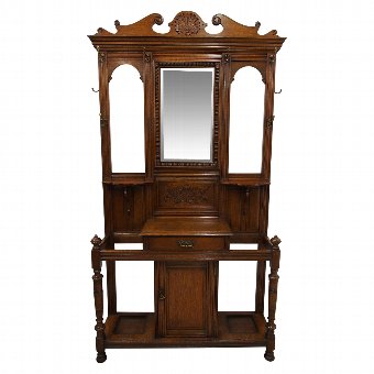 Carved Oak Victorian Hall Stand