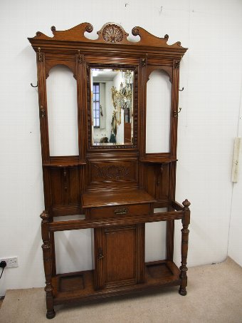 Antique Carved Oak Victorian Hall Stand