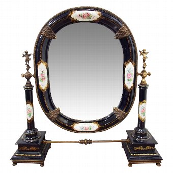 Italian Painted Porcelain Table Top Mirror